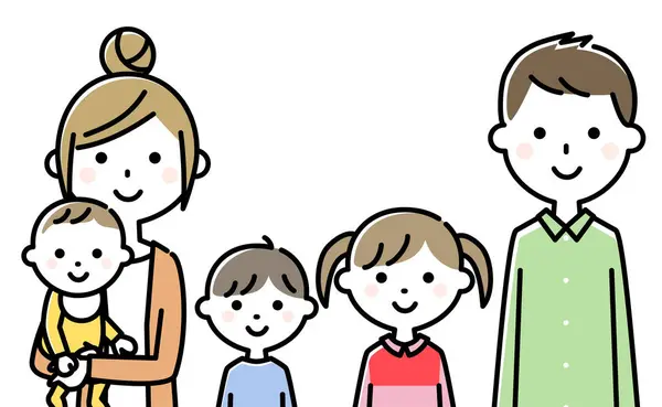 Ευτυχισμένη Οικογένεια Δύο Γενεών Εικονογράφηση Μιας Ευτυχισμένης Οικογένειας Δύο Γενεών Διάνυσμα Αρχείου