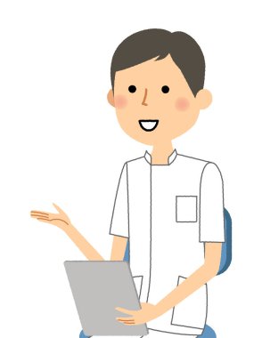 Röportaj yapan bir erkek hemşire resmi..