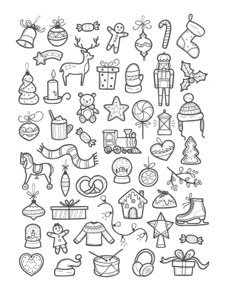手描きのクリスマス要素のセット ベクトルイラスト — ストックベクタ
