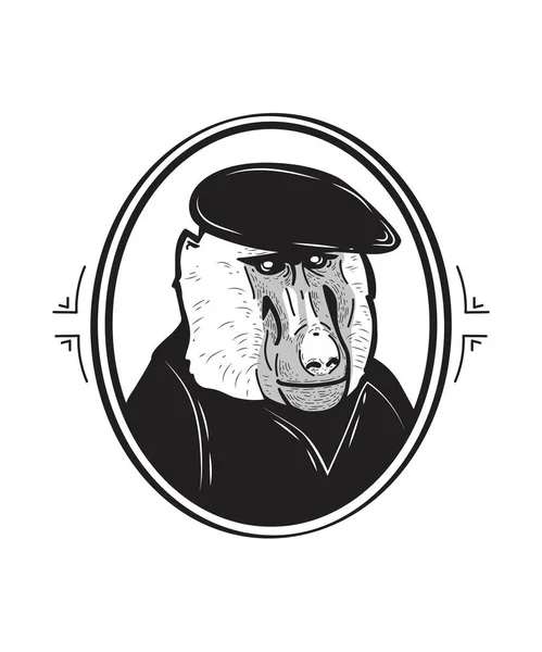 Каркасний Портрет Бабуїна Костюмі Векторні Ілюстрації — стоковий вектор