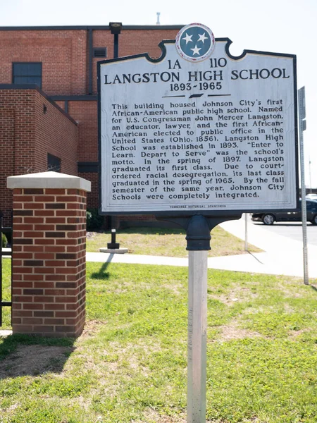Johnson City Tennessee Estados Unidos 2022 Marcador Histórico Langston High — Foto de Stock