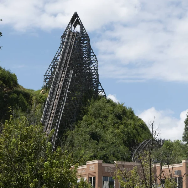 stock image Pigeon Forge, Tennessee, United States        2023-08-16         Dollywood: Roller coaster tracks.