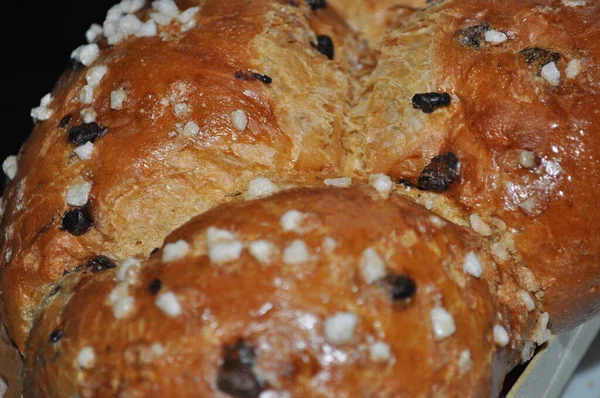 Roti Manis Dengan Coklat Dan Gula — Stok Foto