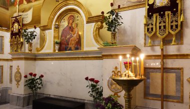 Kiev. Ukrayna. 16 Mayıs 2019 Kiev-Pechersk Lavra Katedrali 'nde