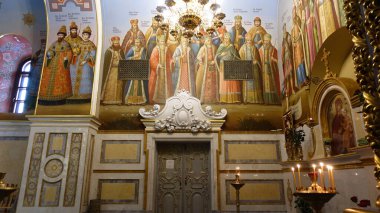 Kiev. Ukrayna. 16 Mayıs 2019 Kiev-Pechersk Lavra Katedrali 'nin kuzey yakası.