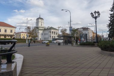 Minsk, Belarus. 15 Ekim 2023, Minsk, Lenin caddesi. Belediye Binası