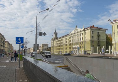 Minsk, Belarus. 15 Ekim 2023 Belarus Ulusal Teknik Üniversitesi Yurt Binası