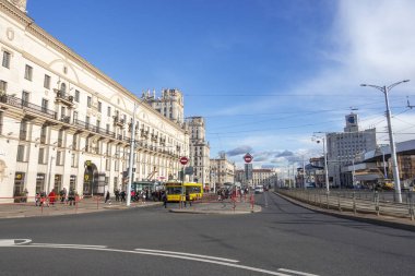 Minsk, Belarus. 15 Ekim 2023 Minsk İstasyon Meydanı