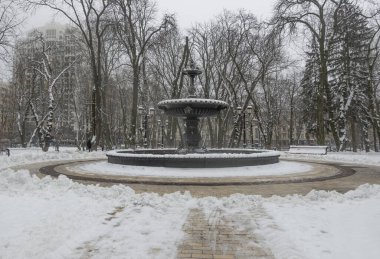 Kyiv 'deki Mariinsky Parkı ve Theremin Pınarı manzarası