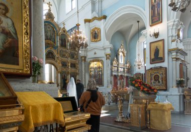 Minsk, Belarus. October 15 2023 Interior of the Holy Spirit Cathedral in Minsk clipart