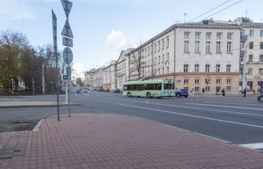 Minsk, Belarus. 15 Ekim 2023 Sverdlov Sokağı