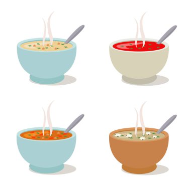 Sıcak sebze çorbası. vektör çizimi izole edildi.