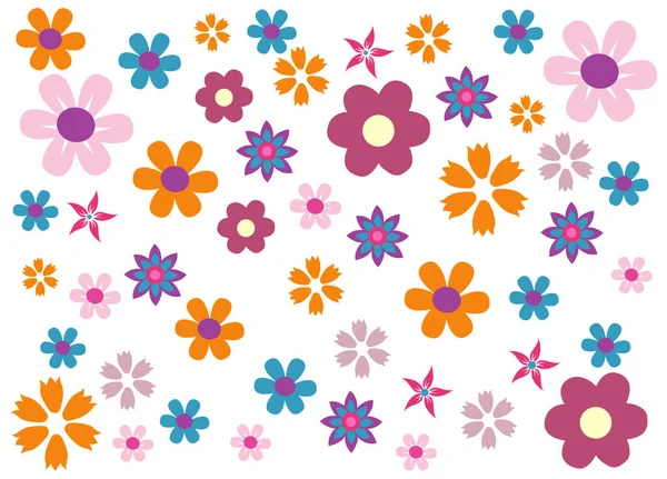 Illustration Vectorielle Fleurs Printemps Colorées — Image vectorielle