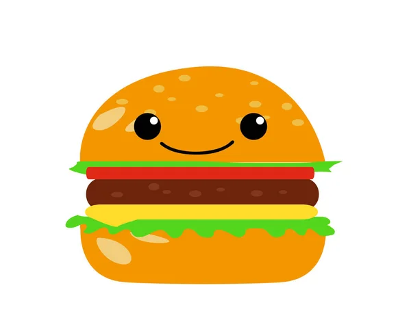 Happy Cartoon Hamburger Ikona Design Vektorové Ilustrace — Stockový vektor