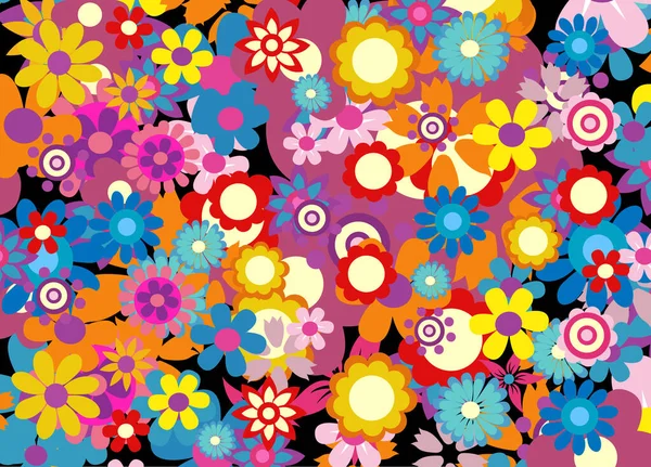 Colorido Primavera Flores Vetor Ilustração — Vetor de Stock