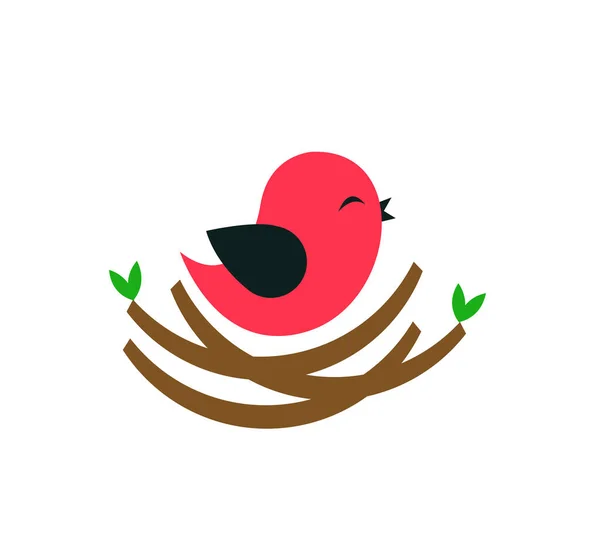 Pájaro Con Árbol Primavera — Vector de stock