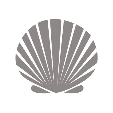 Deniz tarağı logosu. Beyaz arkaplanda izole edilmiş deniz tarağı