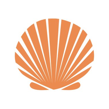 Deniz tarağı logosu. Beyaz arkaplanda izole edilmiş deniz tarağı
