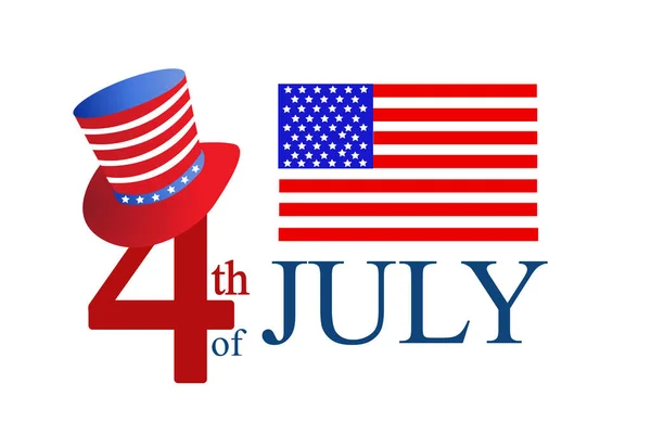 Ilustração Julho Fundo Com Bandeira Americana — Vetor de Stock