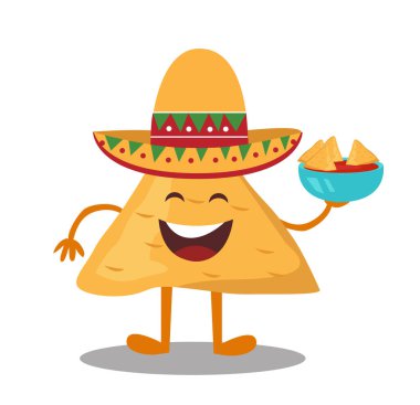 Nacho character design. Nachos on white background. clipart