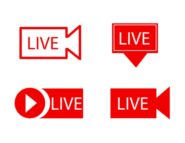 Live Streaming Ícone Vetor Ilustração Conjunto —  Vetores de Stock