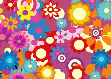 Renkli bahar çiçekleri vektör illüstrasyonu