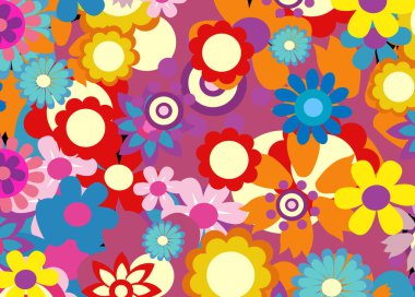 Renkli bahar çiçekleri vektör illüstrasyonu