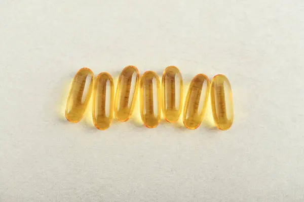 Cod Liver Oil Capsules Light Background Top View — Stock Photo, Image
