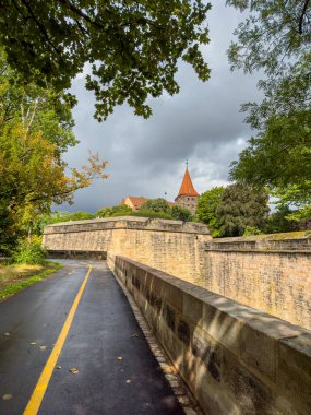 City gate tower Tiergartnertor in Nuremberg. Medieval architecture in Germany clipart