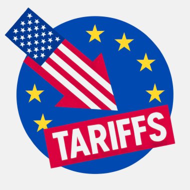 Grafik, ABD gümrük vergileriyle Avrupa pazarları arasındaki bağlantıyı gösteriyor ve bunların devam eden müzakereler sırasında ticaret, ithalat ve küresel ekonomi üzerindeki etkilerini vurguluyor..