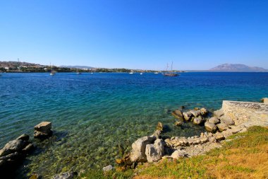 Datca şehir manzarasının panoramik görünümü, Mugla, Türkiye.