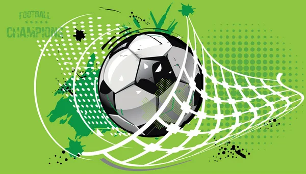 Soccer Ball Goal Net Vector Illustration Football Pop Art Design — Stock Vector