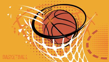 Bir basketbol topunun vektör çizimi, pop sanat tasarımı.