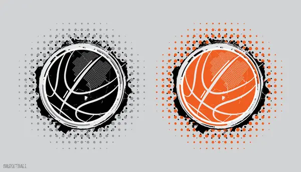 Icono plano lineal pelota de baloncesto en fondo gris Stock Vector