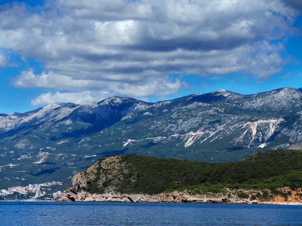 Nádherné Pobřeží Černé Hory Riviéry Budva Pohled Moře Pláže Města — Stock fotografie
