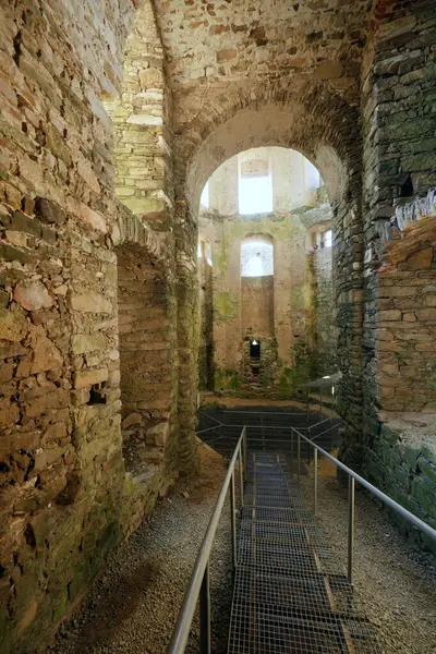 stock image Magic of light and shadows in the old walls of Krzytopr Castle  the ruins of a castle built in the years 16211644, a palace residence surrounded by bastion fortifications located in the town of Ujazd in Poland