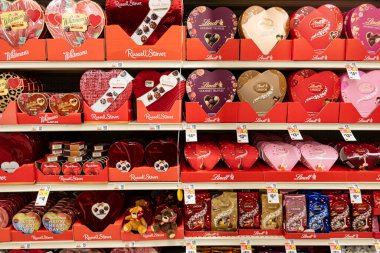 Chambersburg Pennsylvania USA 1-29-2025 Valentine hearts and candy display at local supermarket clipart