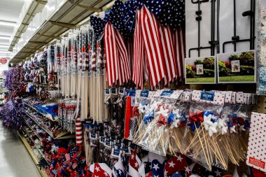 Chambersburg Pennsylvania ABD 5-5-2025 Amerikan vatansever bayram süslemeleri sergilendi