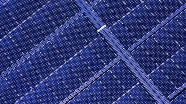 Fabrikanın metal çatı yapısındaki güneş panelleri. yenilenebilir enerji ve çevre.