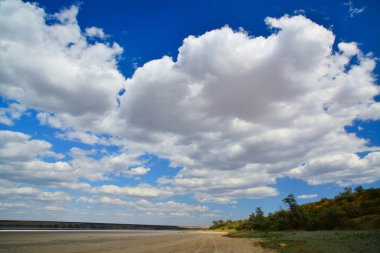 White storm clouds over the Kuyalnitsky estuary before the rain