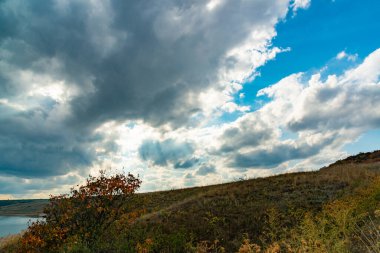 White cumulus storm clouds in the sky during the day, Ukraine