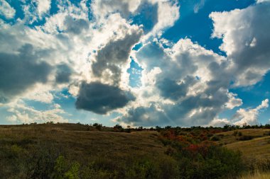 White cumulus storm clouds in the sky during the day, Ukraine