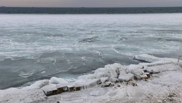 Лед Плавающий Берега Холодной Зимой 2010 Года Черное Море — стоковое фото
