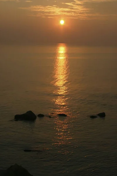 Salida Del Sol Rojo Anaranjado Sobre Mar Negro Ucrania — Foto de Stock