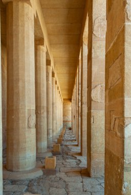 EGYPT, LUXOR - Mart 01, 2019: arkeolojik alan, antik tapınak, Mısır 'daki Luxor yakınlarındaki Hatshepsut tapınağı