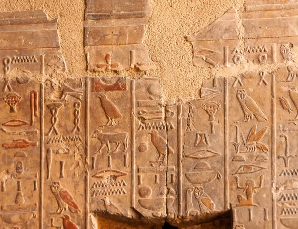 Egypt Luxor 2019年3月1日 古代寺院 エジプトのルクソール近くのハトシェプスト神殿の壁にある考古学的遺跡 地形図 — ストック写真