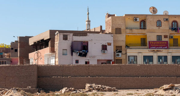 EGYPT, LUXOR - MARCH 01, 2019: typical houses of poor Egyptians in the vicinity of Luxor, Egypt