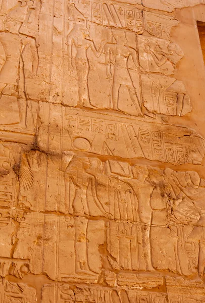 Egypt Luxor Μαρτιου 2019 Αρχαία Αιγυπτιακά Ιερογλυφικά Σχέδια Και Επιγραφές — Φωτογραφία Αρχείου