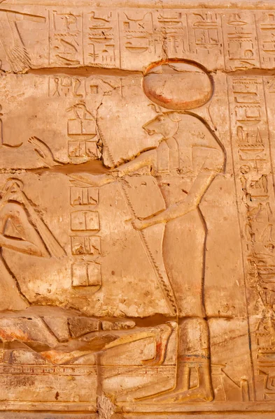 Egipto Luxor Marzo 2019 Antiguos Jeroglíficos Egipcios Dibujos Inscripciones Las — Foto de Stock