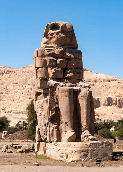 Ägypten Luxor März 2019 Die Kolosse Von Memnon Sind Zwei — Stockfoto